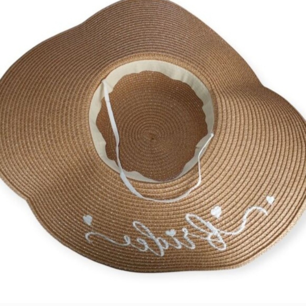 Bride Sun Hat with Black Ribbon - Picture 5 of 5
